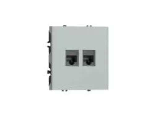 Розетка RJ11 + RJ45 cat.5, комбинированная на 2 выхода (телефон + компьютер), цвет графит серый, серия S08 Donel