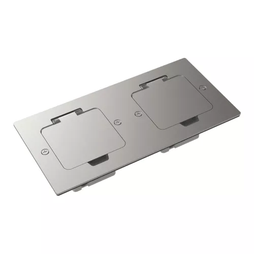 Лючок для электроустановочных изделий стандарта 45х45, установка 2 модулей 45х45мм, IP44, с квадратной крышкой, БЕЗ установочного набора, цвет никель