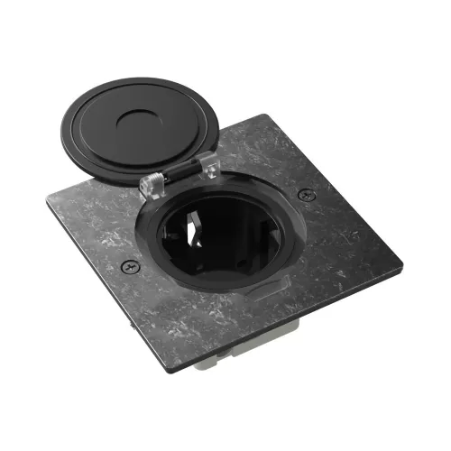 Лючок для электроустановочных изделий стандарта 45х45, установка 1 модуля 45х45мм, IP44, квадратный, с круглой крышкой, БЕЗ установочного набора, цвет оцинкованная сталь