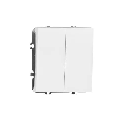 Кнопочный выключатель 2-клавишный, 2н.о. 10A 250В, цвет глянцевый белый, серия S08 Donel