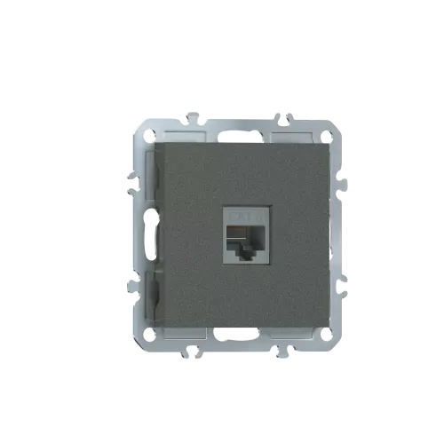 Розетка RJ45 cat.6, компьютерная на 1 выход, цвет матовый титан, серия A07 Donel