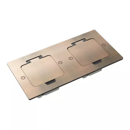 Лючок для электроустановочных изделий стандарта 45х45, установка 2 модулей 45х45мм, IP44, с квадратной крышкой, БЕЗ установочного набора, цвет красная медь