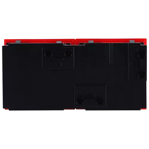 Розетка с заземлением с защитными шторками 16А 250В, 4 модуля, 90х45мм, поворот вилки на 45 градусов, на клеммах, цвет красный