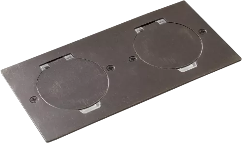 Лючок для электроустановочных изделий стандарта 45х45, установка 2 модулей 45х45мм, IP44, с круглой крышкой, БЕЗ установочного набора, цвет оцинкованная сталь