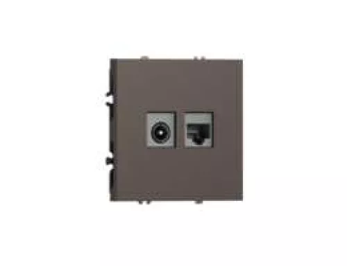 Розетка RJ45 cat.5 + TV 0-2400 МГц, комбинированная на 2 выхода (компьютер + телевизор), цвет мокко, серия S08 Donel
