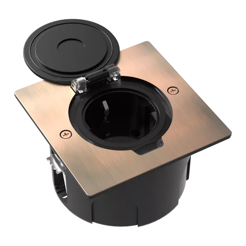 Лючок для электроустановочных изделий стандарта 45х45, установка 1 модуля 45х45мм, IP44, квадратный, с круглой крышкой, БЕЗ установочного набора, цвет красная медь