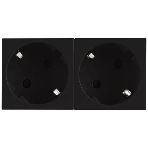 Розетка с заземлением с защитными шторками 16А 250В, 4 модуля, 90х45мм, поворот вилки на 45 градусов, на клеммах, цвет черный