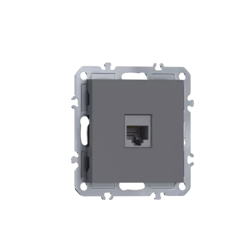 Розетка RJ45 cat.6, компьютерная на 1 выход, цвет матовый серый, серия A07 Donel