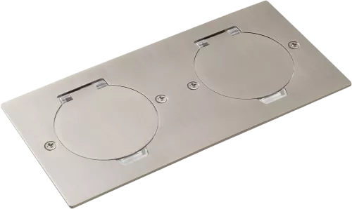 Лючок для электроустановочных изделий стандарта 45х45, установка 2 модулей 45х45мм, IP44, с круглой крышкой, БЕЗ установочного набора, цвет никель