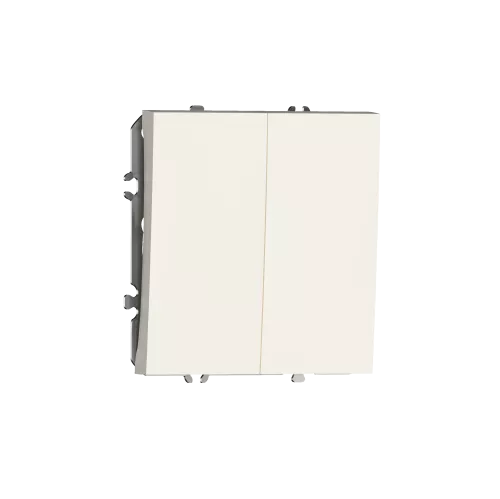 Кнопочный выключатель 2-х клавишный, 10A 250В, матовый кремовый Donel S08