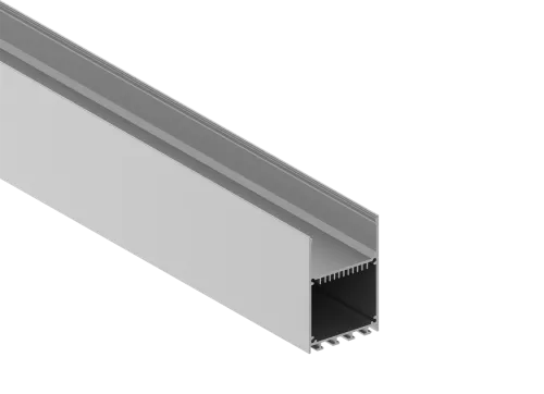Накладной/подвесной алюминиевый профиль, сечение 50х73,5мм, длина 2 метра, цвет анодированный алюминий