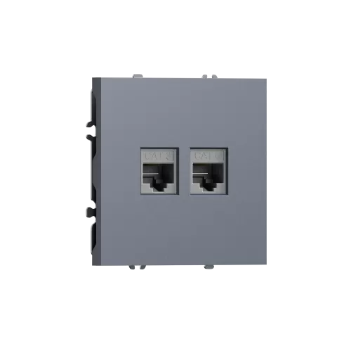 Розетка RJ11 + RJ45 cat.6, комбинированная на 2 выхода (телефон + компьютер), цвет сталь, серия S08 Donel