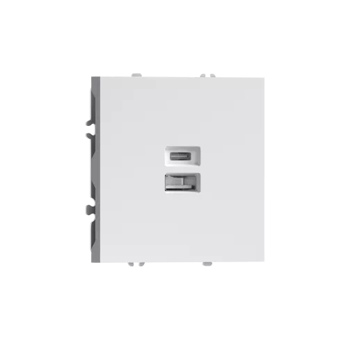 USB-зарядка типа A+С 3100мA 12Вт, цвет матовый белый, серия S08 Donel