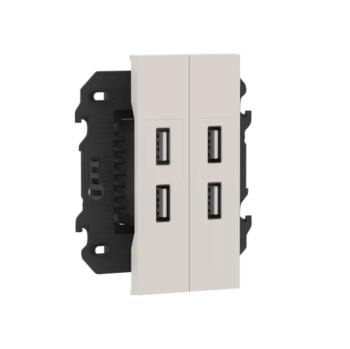 Зарядное устройство USB типа A+A+A+A, ток до 2x2100мА, в сборе с суппортом, цвет песочный матовый