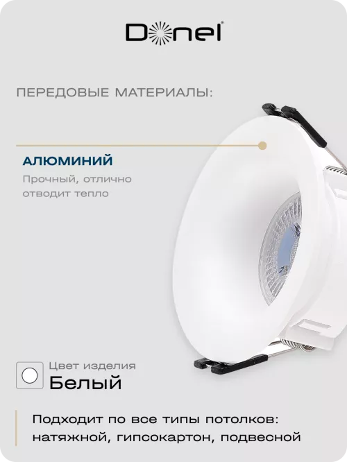 Светильник встраиваемый под LED-лампу с цоколем GU10  D86xH40мм IP20, белый, без лампы