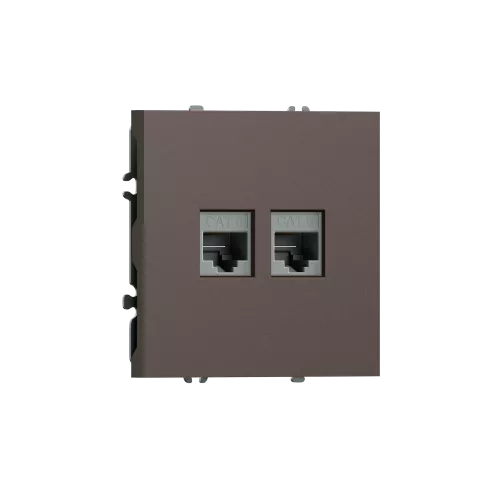 Розетка RJ45 + RJ45 cat.6, компьютерная на 2 выхода, цвет мокко, серия S08 Donel