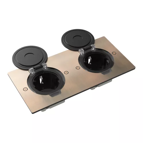 Лючок для электроустановочных изделий стандарта 45х45, установка 2 модулей 45х45мм, IP44, с круглой крышкой, БЕЗ установочного набора, цвет красная медь