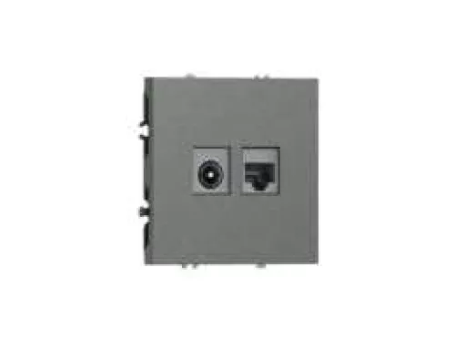 Розетка RJ45 cat.5 + TV 0-2400 МГц, комбинированная на 2 выхода (компьютер + телевизор), цвет матовый титан, серия S08 Donel