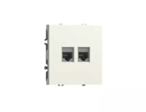 Розетка RJ11 + RJ45 cat.5, комбинированная на 2 выхода (телефон + компьютер), цвет слоновая кость, серия S08 Donel