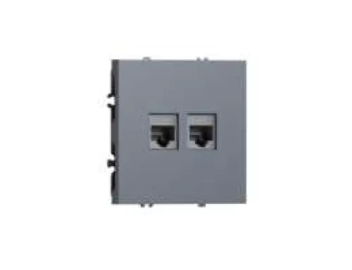 Розетка RJ11 + RJ45 cat.5, комбинированная на 2 выхода (телефон + компьютер), цвет сталь, серия S08 Donel
