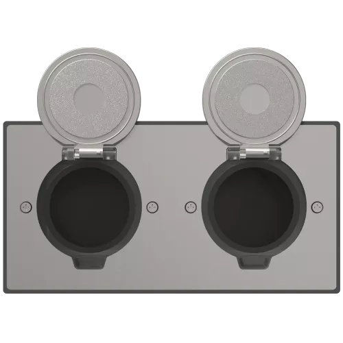 Лючок для электроустановочных изделий стандарта 45х45, установка 2 модулей 45х45мм, IP44, с круглой крышкой, БЕЗ установочного набора, цвет никель