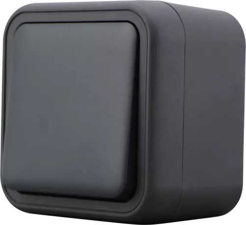 Выключатель 1-клавишный проходной накладной 10A 250В IP55, цвет антрацит, серия W55 Donel