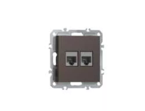 Розетка RJ45 + RJ45 cat.6, компьютерная на 2 выхода, цвет мокко, серия A07 Donel