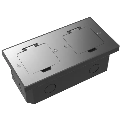 Лючок для электроустановочных изделий стандарта 45х45, установка 2 модулей 45х45мм, IP44, с квадратной крышкой, БЕЗ установочного набора, цвет полированное серебро