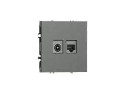 Розетка RJ45 cat.6 + TV 0-2400 МГц, комбинированная на 2 выхода (компьютер + телевизор), цвет матовый титан, серия S08 Donel
