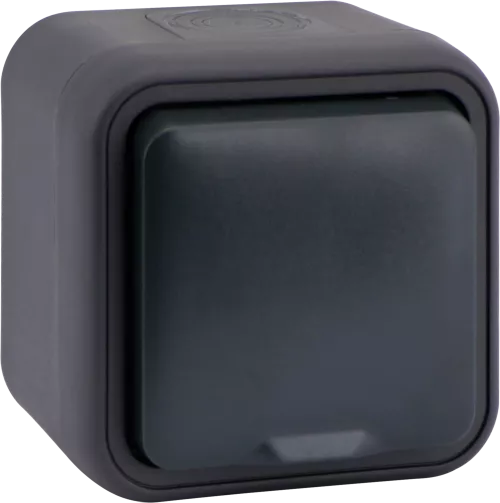 Розетка Schuko с заземлением со шторками с крышкой накладная 16А 250В IP55 на винтах, цвет антрацит, серия W55 Donel