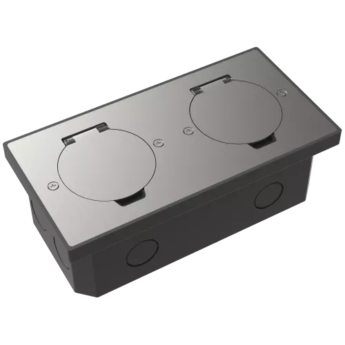 Лючок для электроустановочных изделий стандарта 45х45, установка 2 модулей 45х45мм, IP44, с круглой крышкой, БЕЗ установочного набора, цвет никель