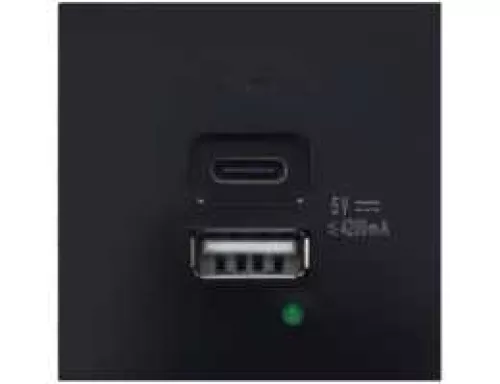 USB-зарядка 4200мA типа A+С, 2 модуля, 45х45мм, цвет черный