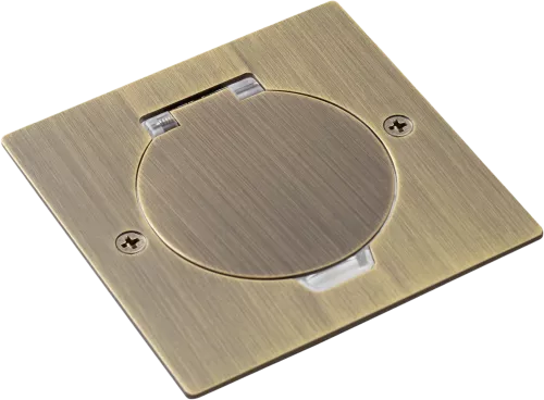 Лючок для электроустановочных изделий стандарта 45х45, установка 1 модуля 45х45мм, IP44, квадратный, с круглой крышкой, БЕЗ установочного набора, цвет античная латунь