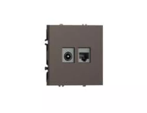 Розетка RJ45 cat.6 + TV 0-2400 МГц, комбинированная на 2 выхода (компьютер + телевизор), цвет мокко, серия S08 Donel