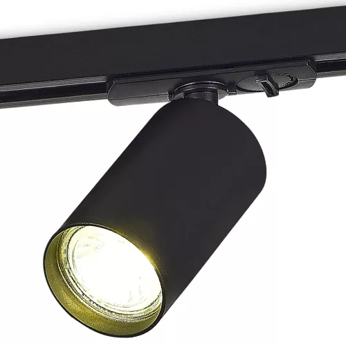 Светильник для однофазного шинопровода под LED-лампу с цоколем GU10, D52хH90мм, поворотный, IP20, без лампы, цвет - черный