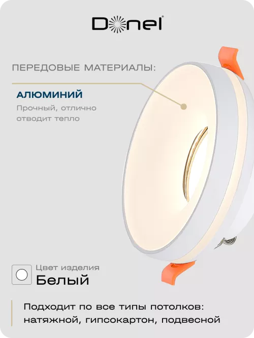 Светильник встраиваемый под LED-лампу с цоколем GU10  D95xH38мм IP20, белый, без лампы
