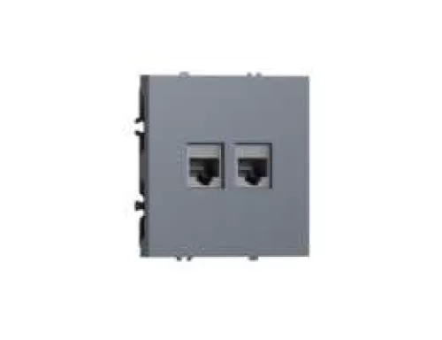 Розетка RJ45 + RJ45 cat.6, компьютерная на 2 выхода, цвет сталь, серия S08 Donel