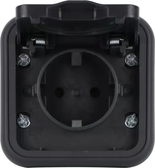 Рамка с крышкой для скрытой установки розетки IP55, цвет антрацит, серия W55 Donel