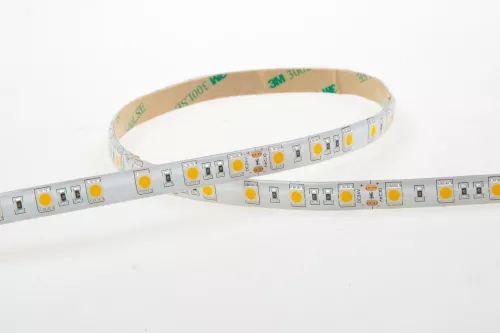 Лента светодиодная SMD тёпло-белая DC24V 14,4W/m 3000K 1080Lm/m 60д/м CRI>95 IP65, упаковка 5 метров, ширина 10мм, высота 2мм, самоклейкая