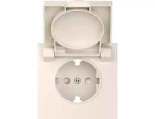 Накладка для розетки Schuko с заземлением, с крышкой, 16A 250 В~, матовый кремовый, серия S08