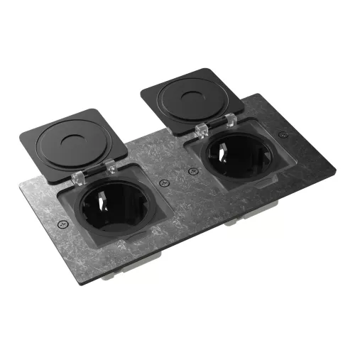 Лючок для электроустановочных изделий стандарта 45х45, установка 2 модулей 45х45мм, IP44, с квадратной крышкой, БЕЗ установочного набора, цвет оцинкованная сталь