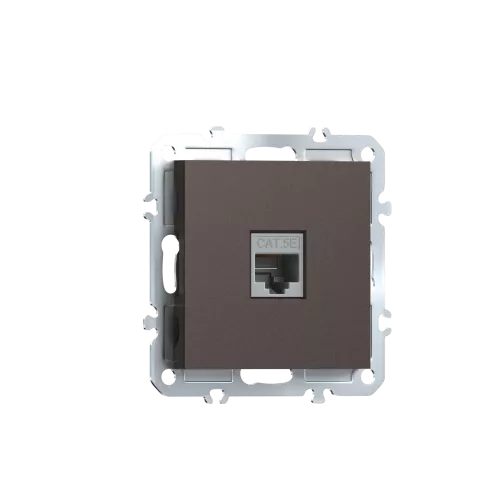 Розетка RJ45 cat.5, компьютерная на 1 выход, цвет мокко, серия A07 Donel
