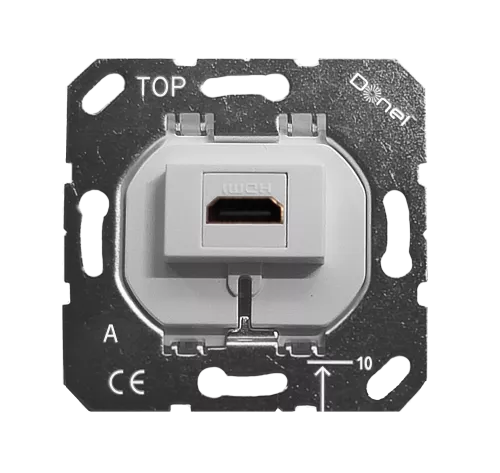 Розетка HDMI 2.0 type A, производство Donel, механизм без накладки, белый