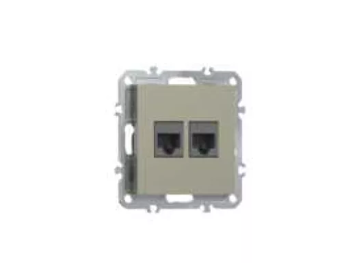 Розетка RJ45 + RJ45 cat.6, компьютерная на 2 выхода, цвет шампань, серия A07 Donel