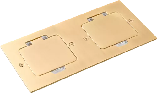 Лючок для электроустановочных изделий стандарта 45х45, установка 2 модулей 45х45мм, IP44, с квадратной крышкой, БЕЗ установочного набора, цвет золото