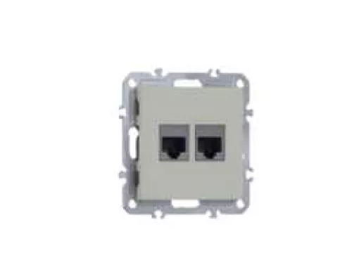 Розетка RJ11 + RJ45 cat.5, комбинированная на 2 выхода (телефон + компьютер), цвет матовый кашемир, серия A07 Donel