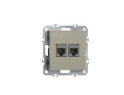 Розетка RJ45 + RJ45 cat.5, компьютерная на 2 выхода, цвет шампань, серия A07 Donel