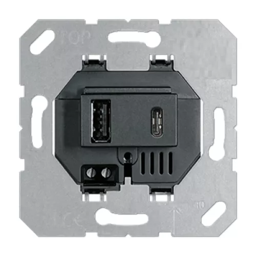 USB-зарядка 3100мA типа A+С, без накладки, цвет черный