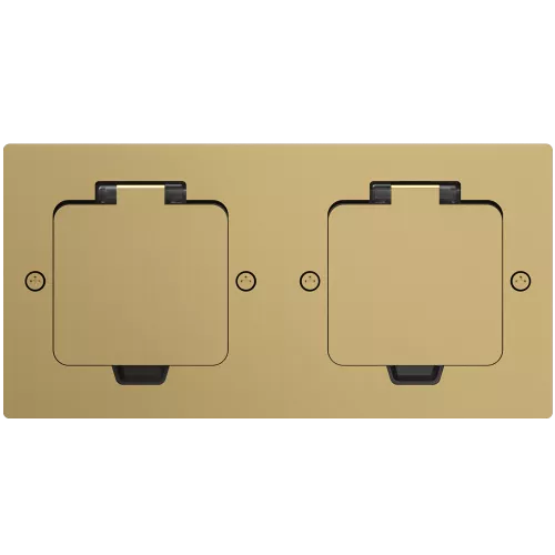 Лючок для электроустановочных изделий стандарта 45х45, установка 2 модулей 45х45мм, IP44, с квадратной крышкой, БЕЗ установочного набора, цвет золото