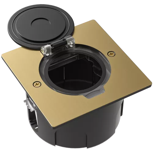 Лючок для электроустановочных изделий стандарта 45х45, установка 1 модуля 45х45мм, IP44, квадратный, с круглой крышкой, БЕЗ установочного набора, цвет зотоло